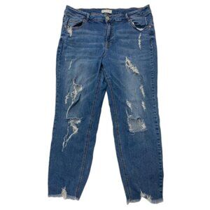 Eloquii Ripped Destroyed Distressed Med Wash Jeans Plus Size 18 #1343